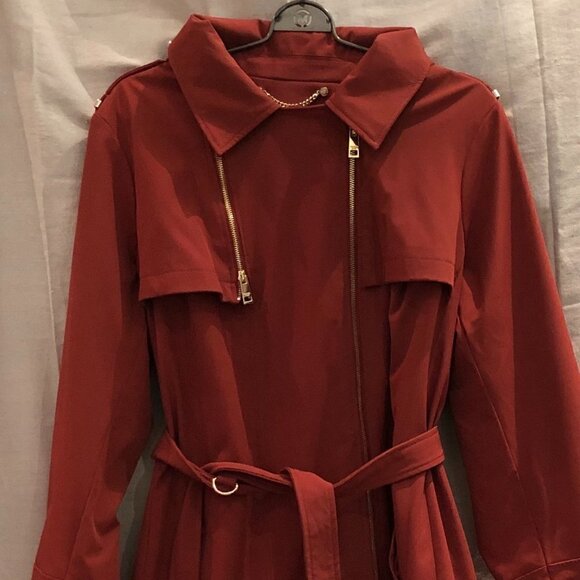 MICHAEL KORS Women's Plus Size Hooded Belted Trench Coat Harvest Orange Size 2X - Picture 2 of 13